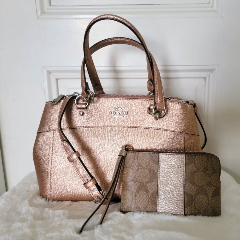 COACH rose gold handbag and wristlet